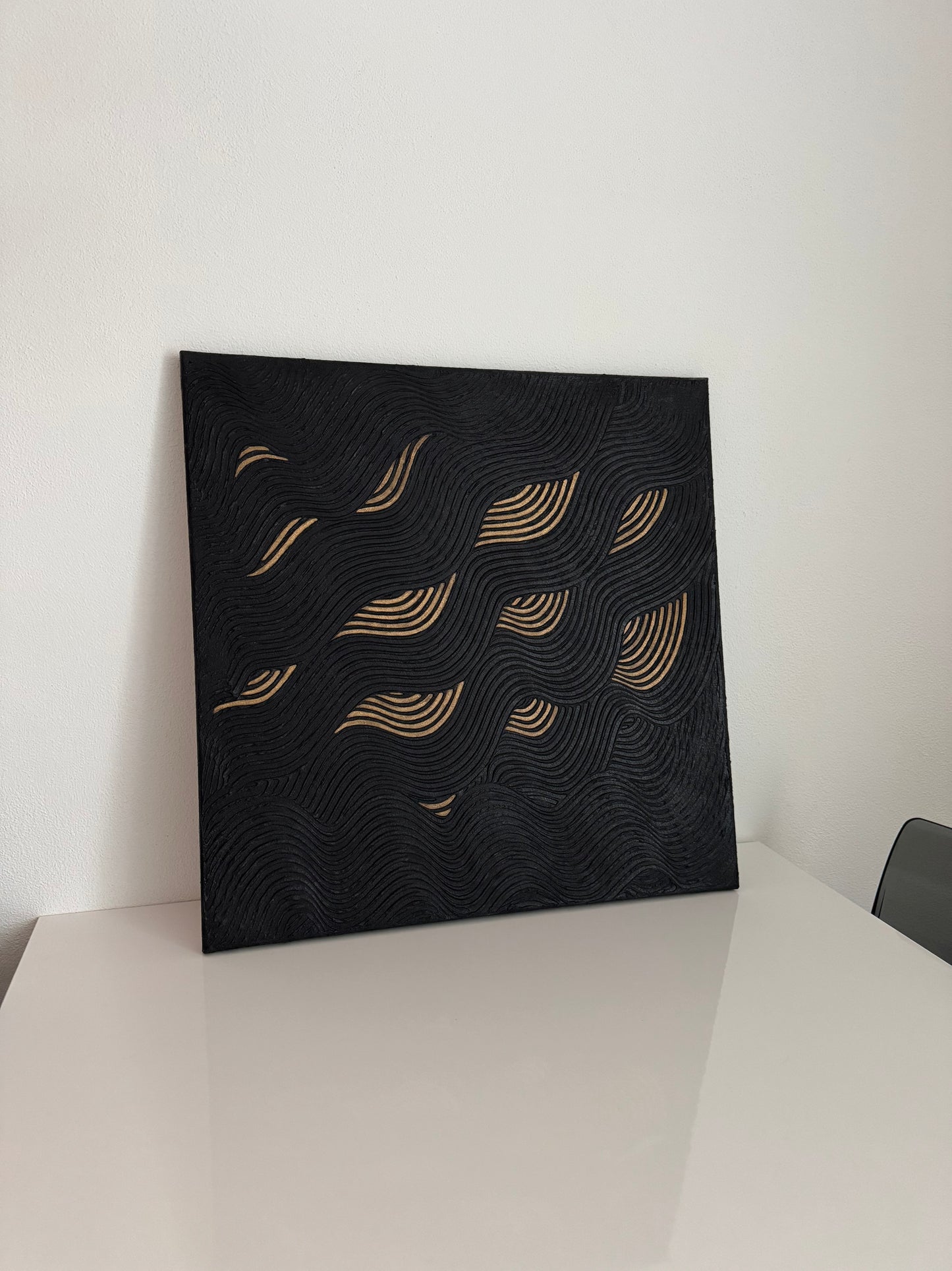 Štruktúrovaný 3D obraz "Black Waves" na plátne