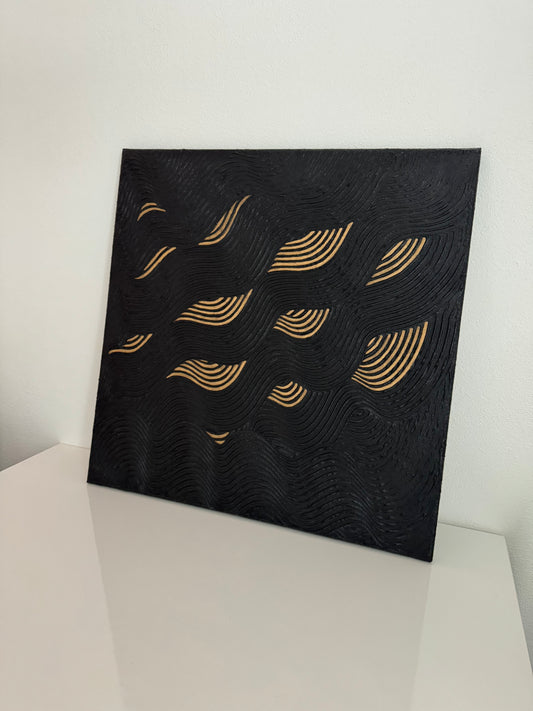 Štruktúrovaný 3D obraz "Black Waves" na plátne